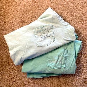 Two Vineyard Vines Blue/Green Long Sleeve Shirts